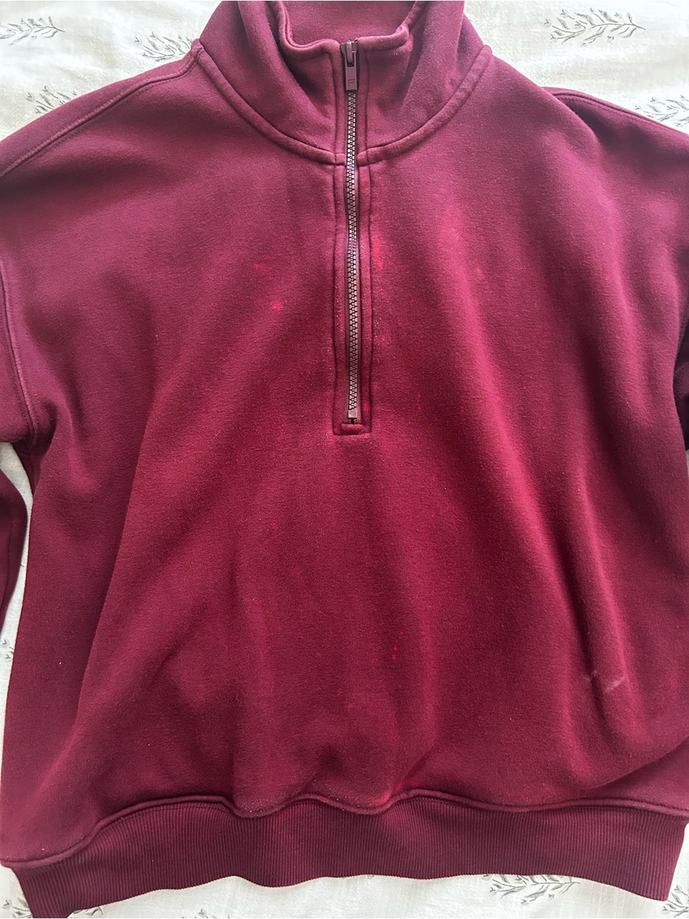 Fabletics Women’s Quarter-Zip Activewear Sweater - Burgundy View 2